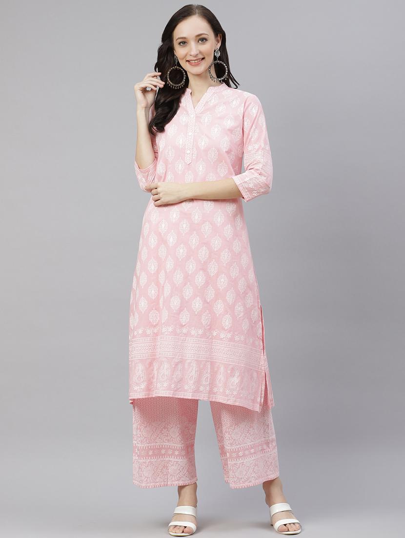 pink cotton kurta palazzo  set - 18054221 -  Standard Image - 1