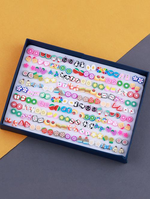 stud earring box multicolor different designe set of 100 - 18054754 - Very Small Image - 1