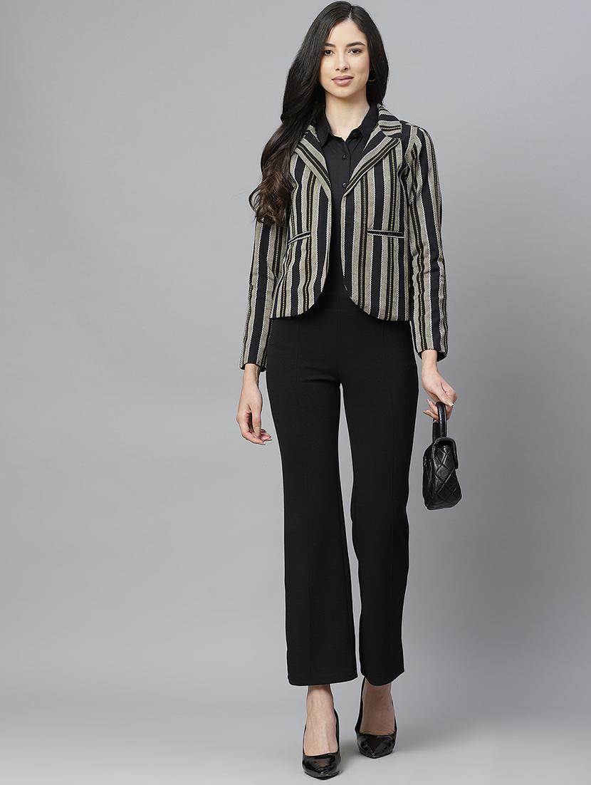 black cotton casual blazer - 18067006 - Standard Image - 3