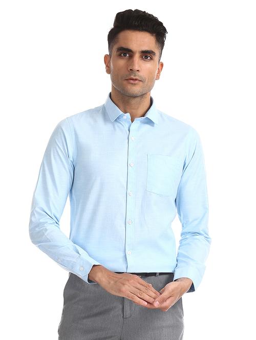 blue solid formal shirt - 18070848 - Very Small Image - 1