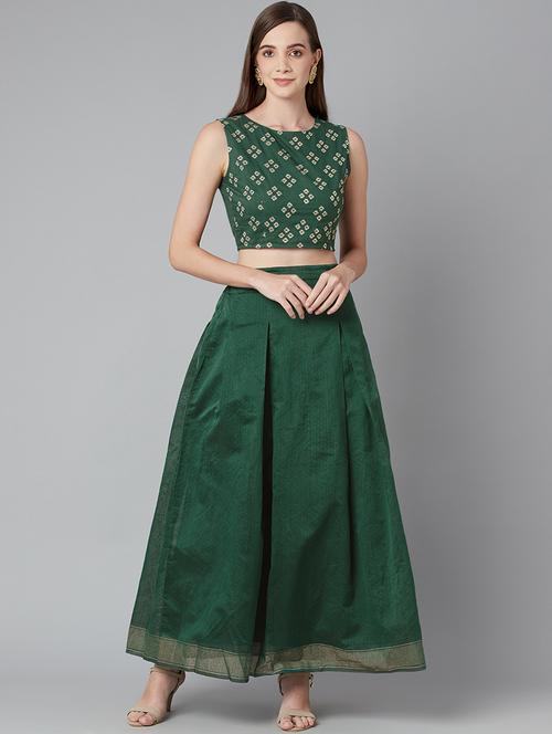 green cotton skirt top  set - 18079725 - Very Small Image - 1