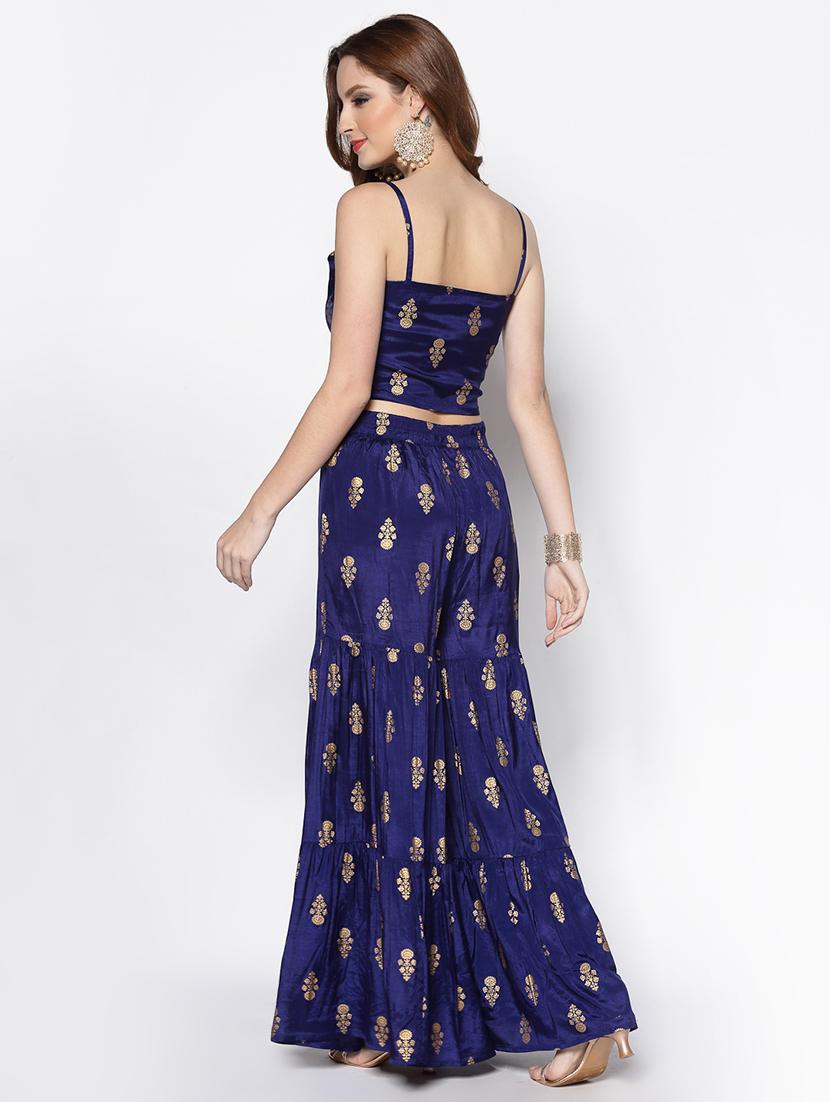 blue printed top & trouser set - 18081124 - Zoom Image - 2