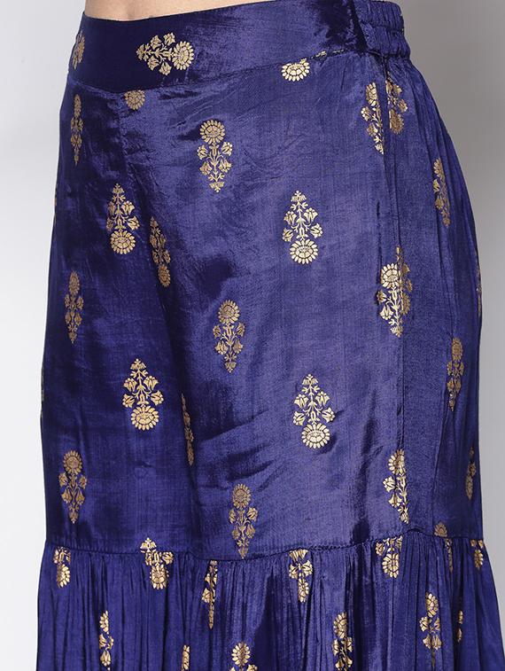 blue printed top & trouser set - 18081124 - Standard Image - 3