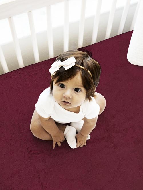 bianca waterproof & breathable bamboo-feel baby dry sheet & mattress protector -1pc small (smart dry) solid-maroon - 18082910 - Very Small Image - 1