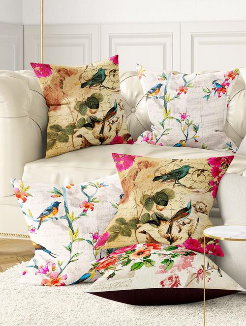 bianca soft-touch digitally printed cushion cover [hidden zipper on side] -5pc 16 x16 set (ruyal) ruyal-multi/pink - 18083456 - Very Small Image - 1