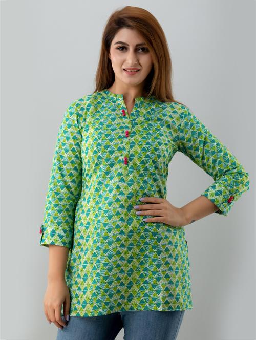 geometrical straight kurti - 18111220 -  Standard Image - 0