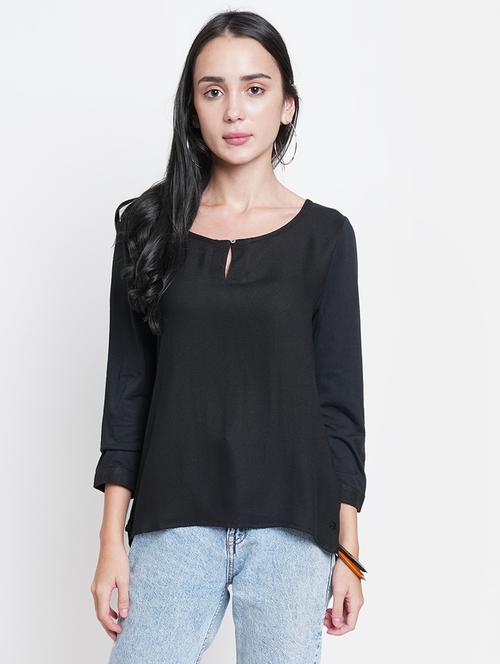women's straight key hole neck top - 18120392 - Very Small Image - 1