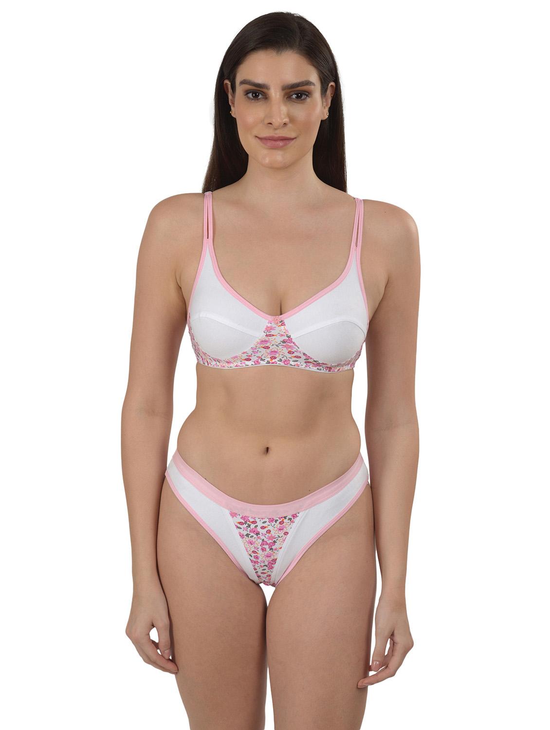 pink printed bras and panty set