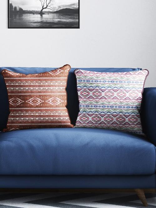 bianca tweed handloom luxury cushion cover with rich-texture [zipper closing on back] -2pc 16 x16 set - 18140826 - Very Small Image - 1