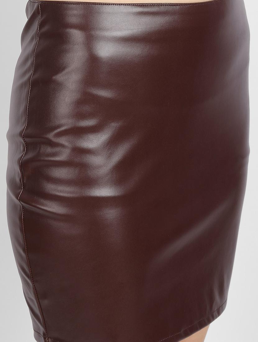 brown solid pencil skirts skirt - 18141589 - Zoom Image - 4