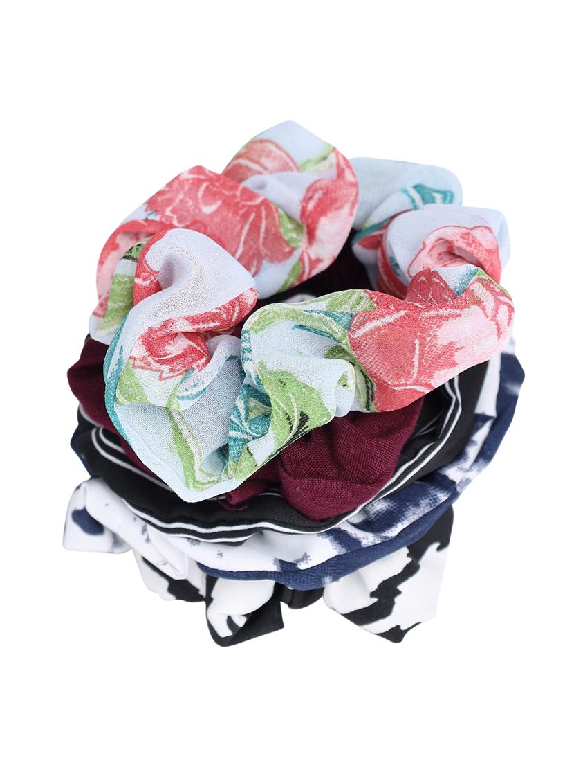 set of 5 multi coloured printed scrunchies - 18143604 - Standard Image - 2