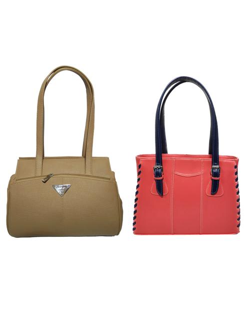 pack of 2 leatherette (pu) combo handbag - 18146490 - Very Small Image - 1