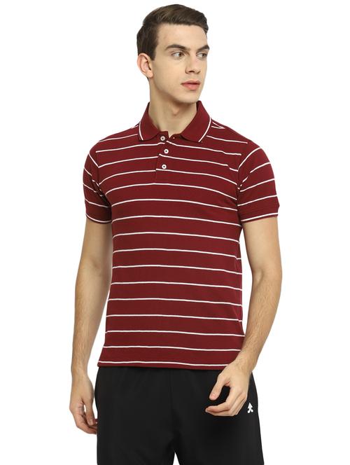 maroon striped polo t-shirt - 18158657 -  Standard Image - 0