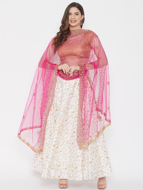 magenta net dupatta - 18163434 - Very Small Image - 1