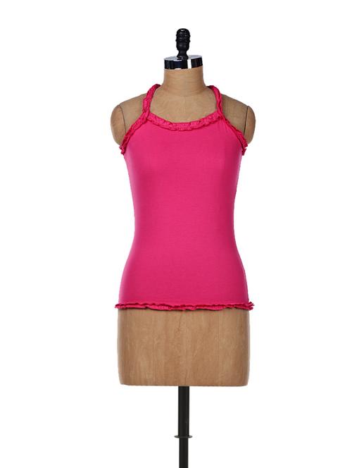 pink racer back frill top - 18170 - Very Small Image - 1