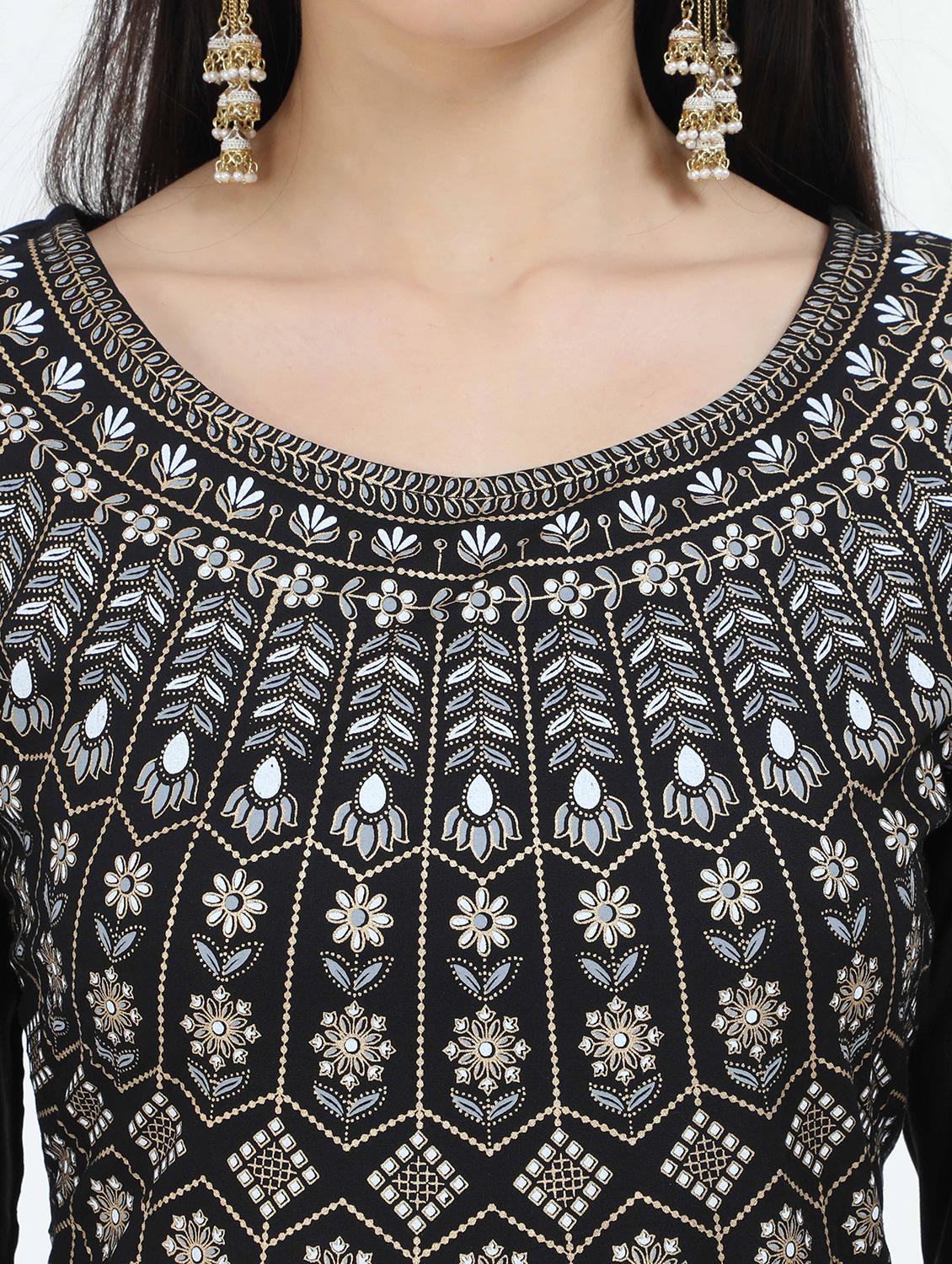 black printed straight kurta - 18171264 - Standard Image - 3