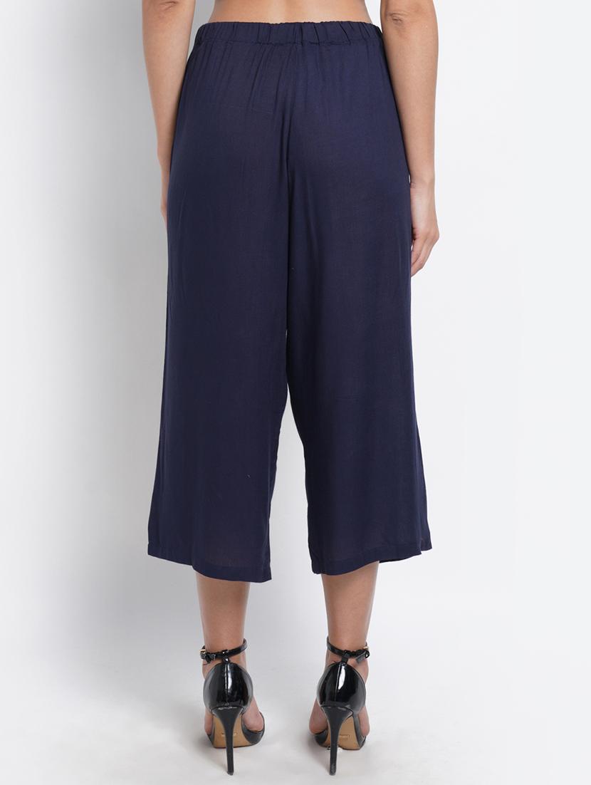 women solid mid rise culottes - 18181397 - Standard Image - 2