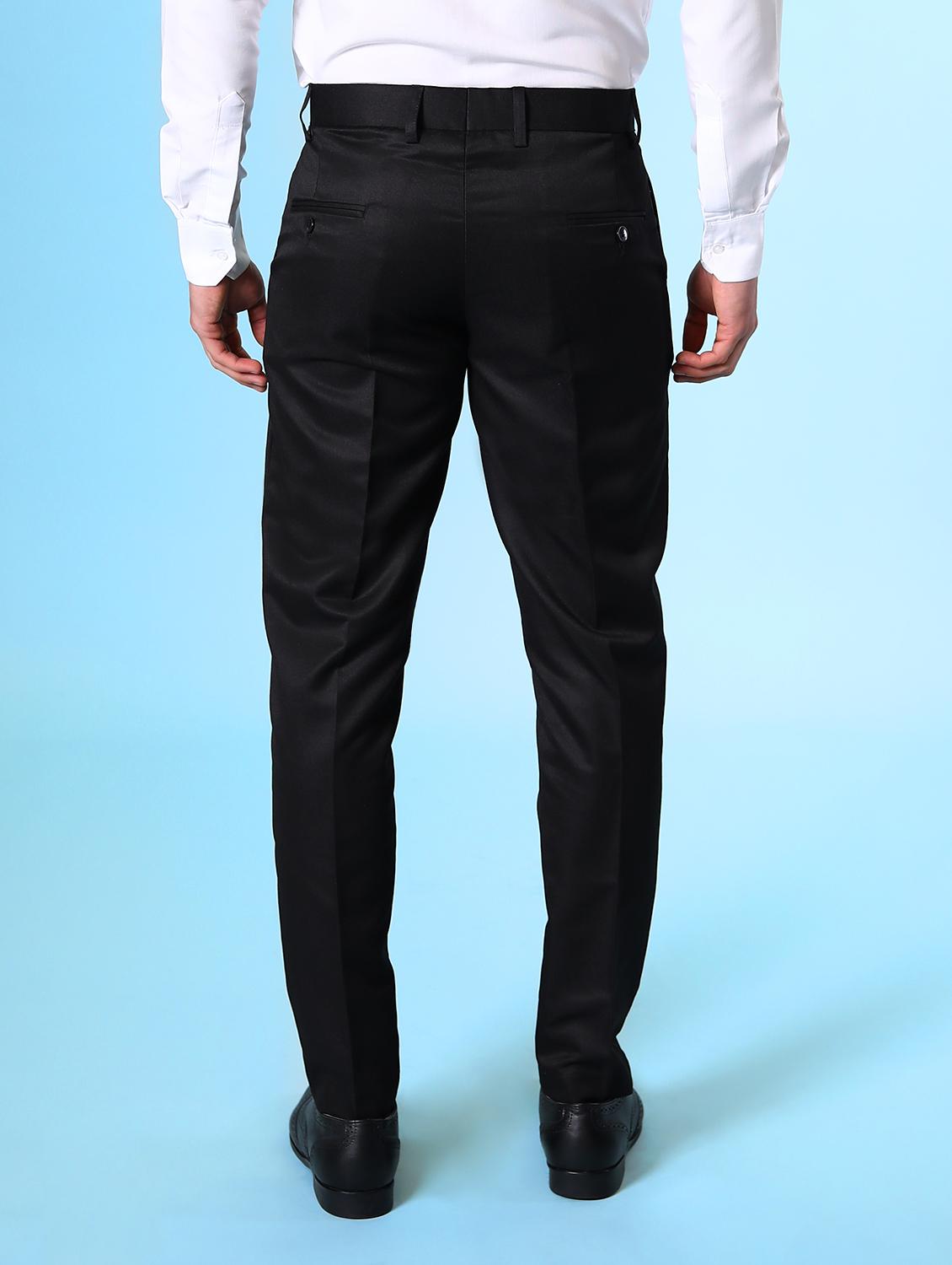 black solid flat front formal trouser - 18182076 - Standard Image - 2