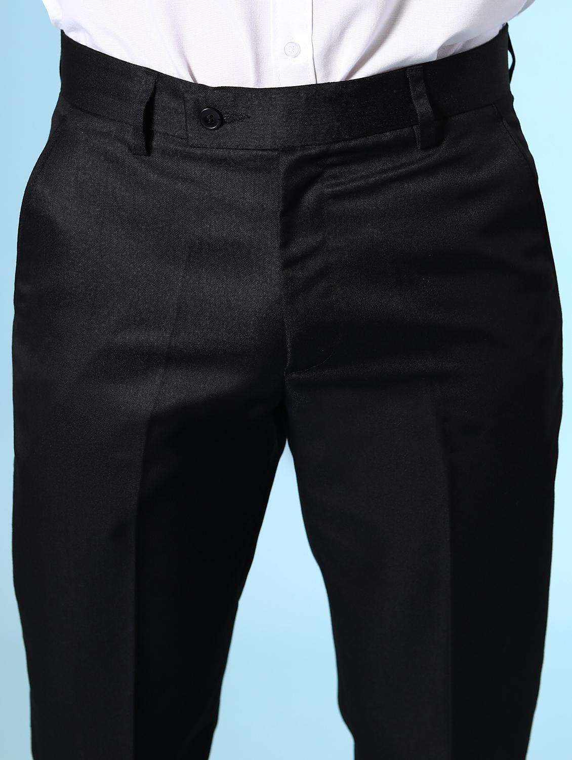 black solid flat front formal trouser - 18182076 - Standard Image - 4