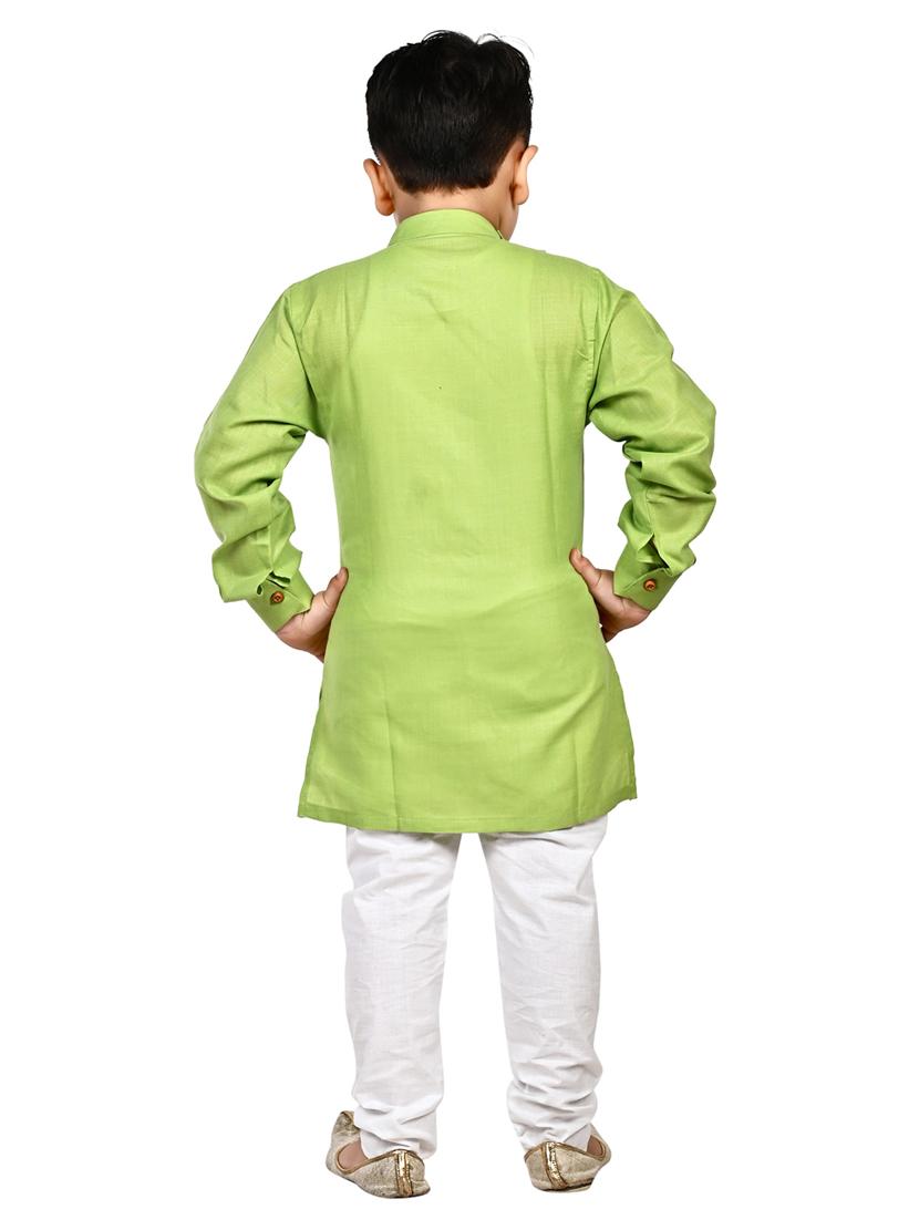 green solid kurta set - 18184583 - Standard Image - 3