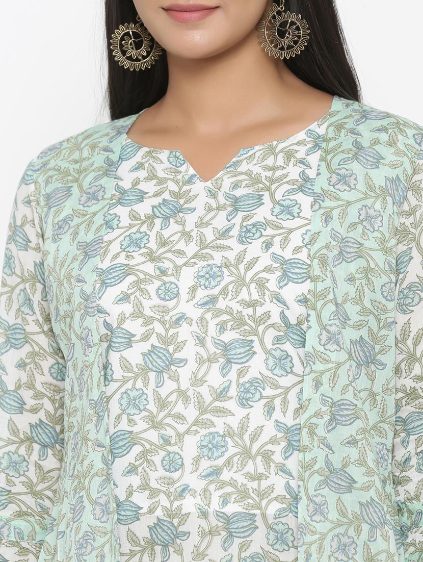 green cotton aline ethnic dress - 18185581 - Zoom Image - 4