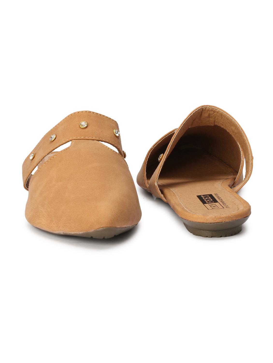 tan faux leather mules sandals - 18193125 - Standard Image - 4