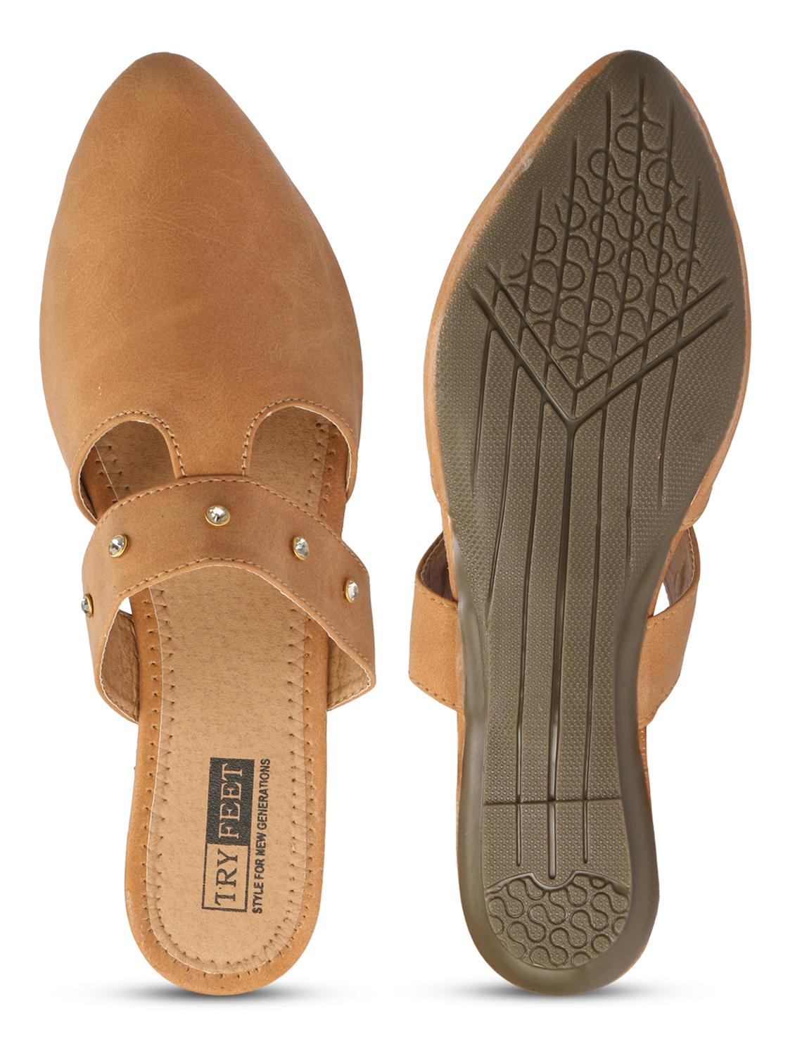 tan faux leather mules sandals - 18193125 - Standard Image - 5