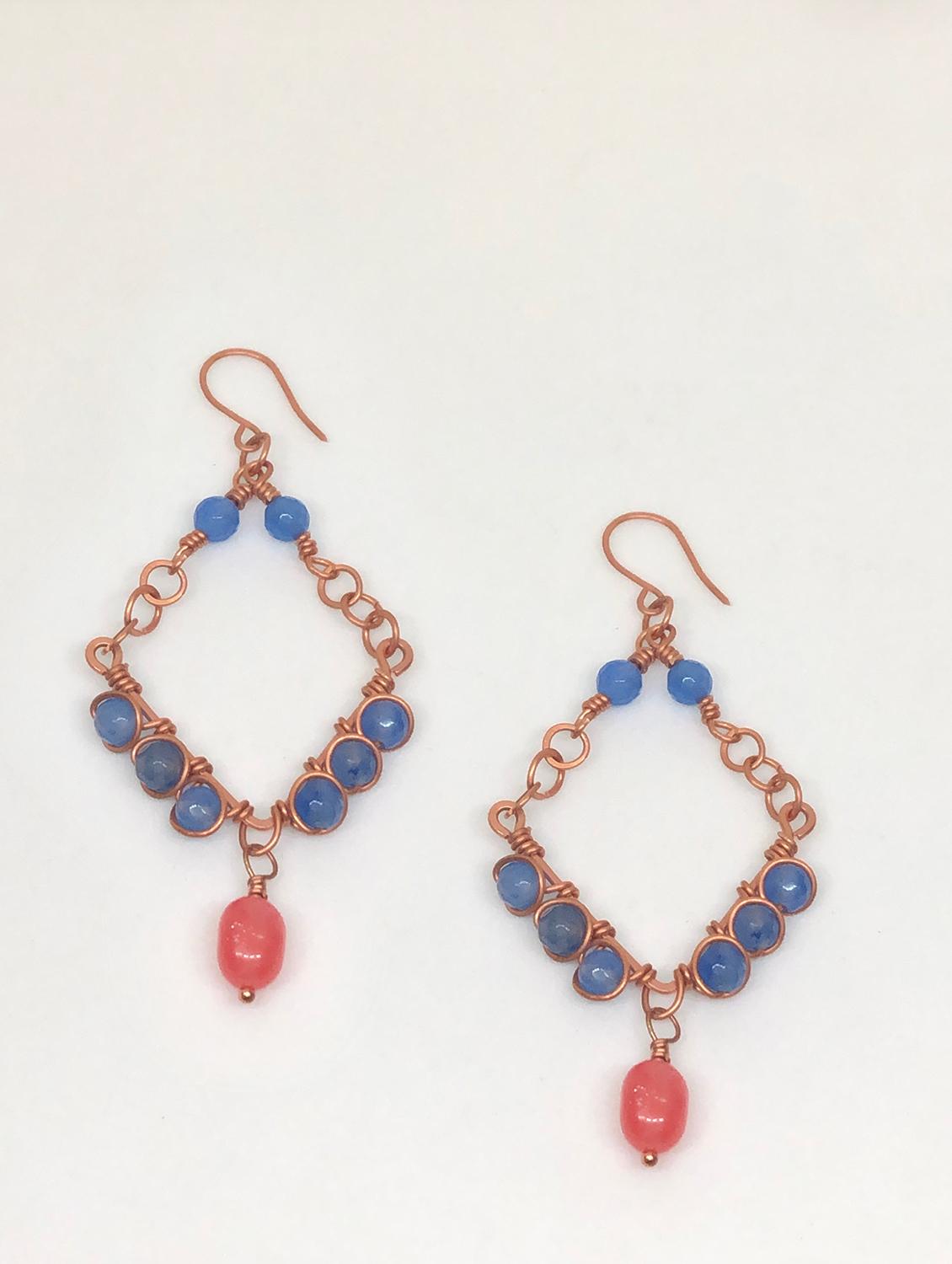 blue copper drop earring