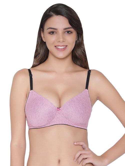 Pink Solid Push Up Bra - 18204387 - Very Small Image - 1