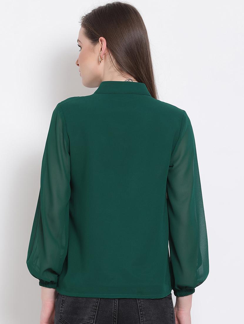 women's straight tie-up neck top - 18204929 - Standard Image - 3