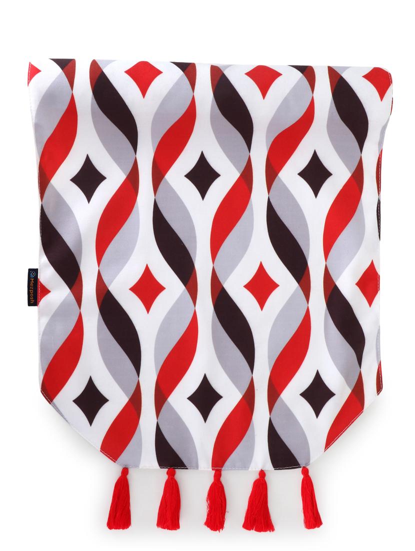 mezposh chintz red & multi color polycotton damask digital printed 6 seater table runner with tassels (180x40cm) - 18207836 - Zoom Image - 4