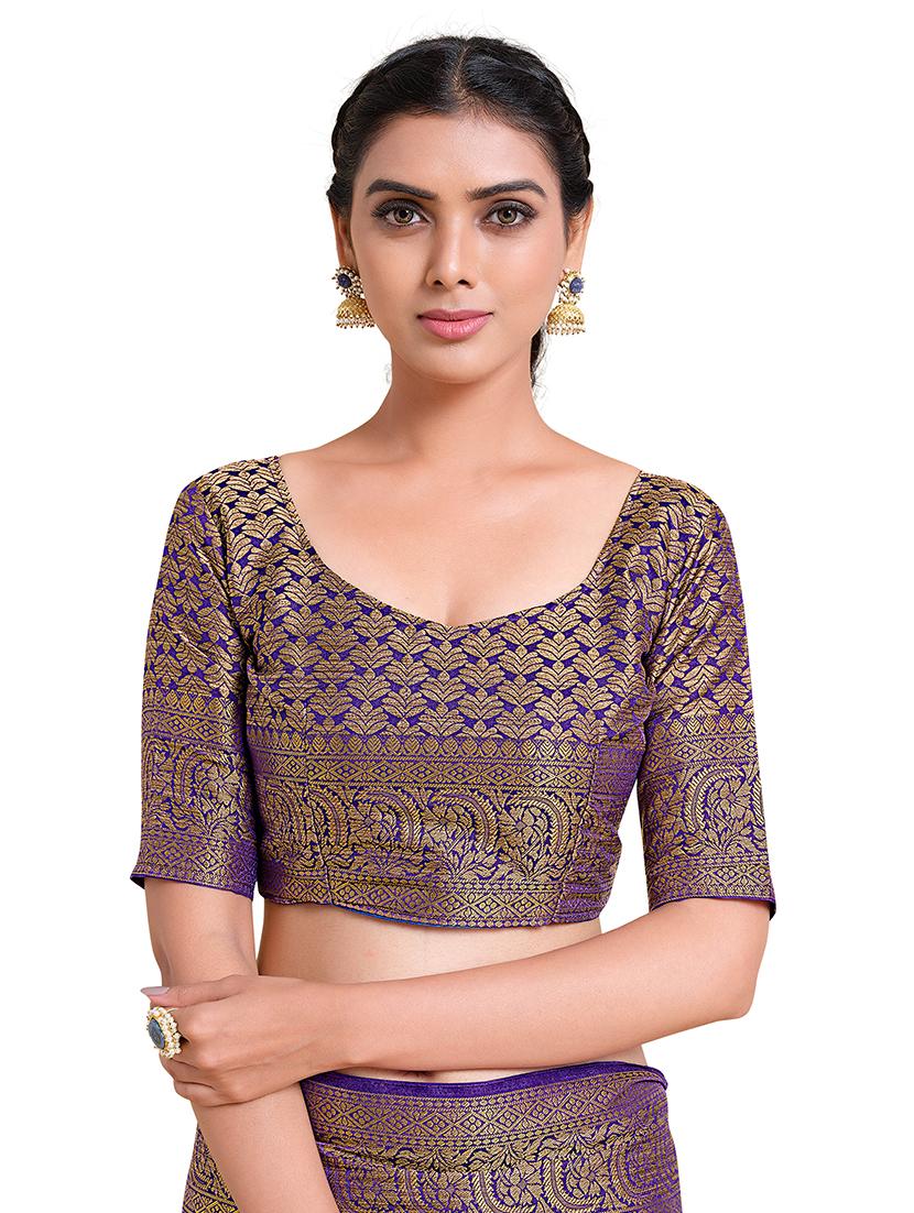 women's floral blue colored saree - 18214813 - Zoom Image - 2