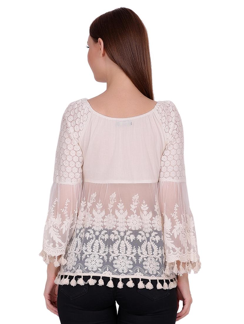 women's peplum round neck top - 18217059 - Zoom Image - 2