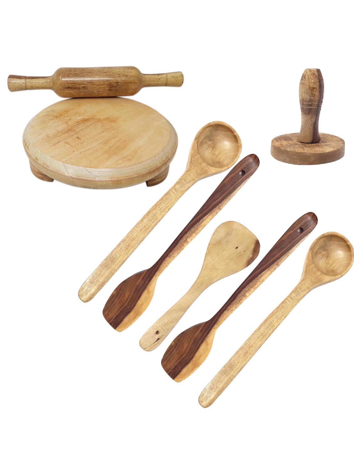 buzykart® wooden skimmers set with chakla belan and masher - 18219052 - Standard Image - 2