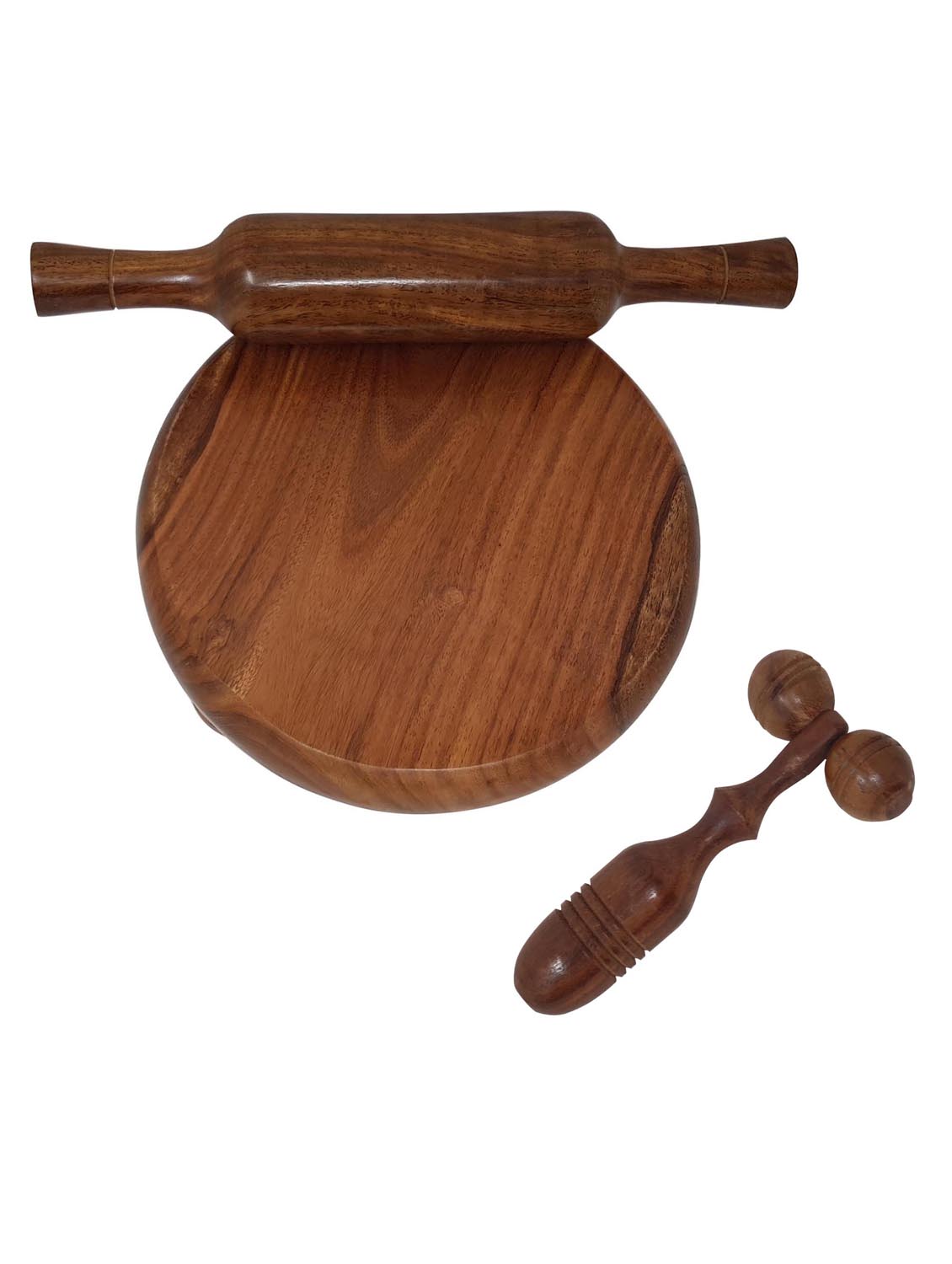 buzykart? wooden chakla belan rolling pin kitchen utensils (brown) with free face massager - 18219313 - Zoom Image - 0