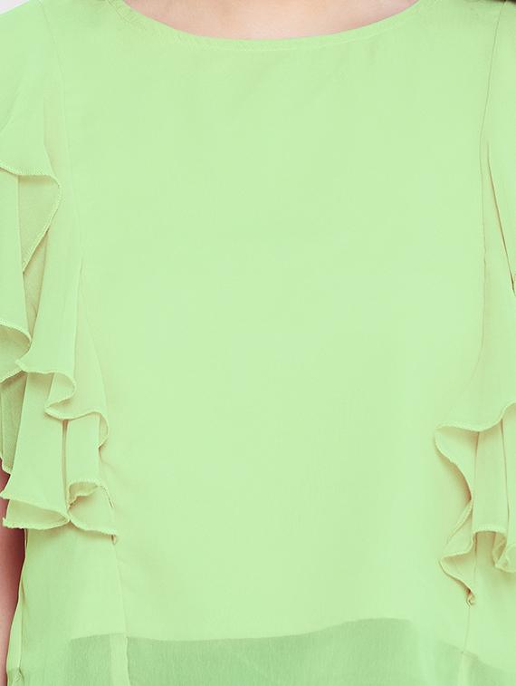 women's ruffle round neck top - 18220438 - Standard Image - 3