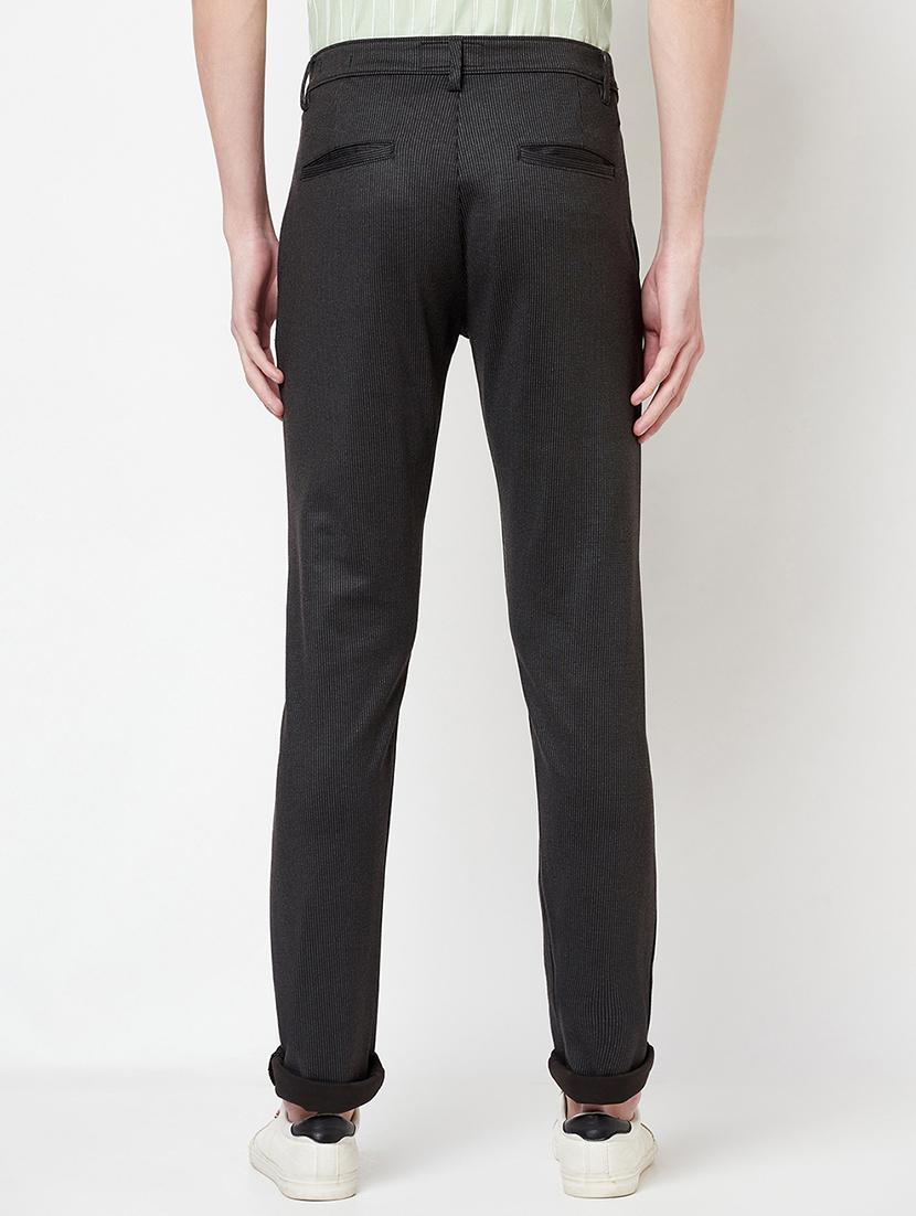 black cotton blend flat front casual trousers - 18228975 - Zoom Image - 2