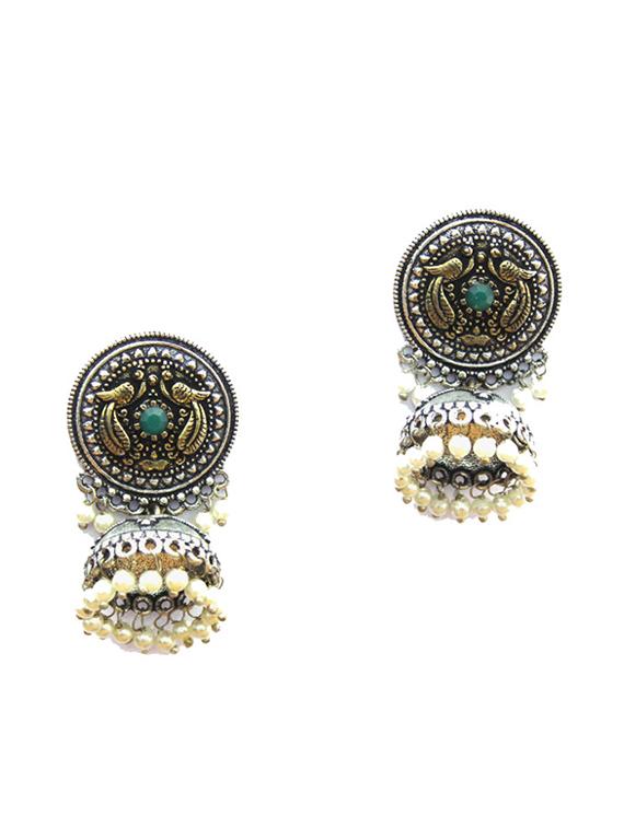silver brass drop earring - 18233422 - Zoom Image - 2