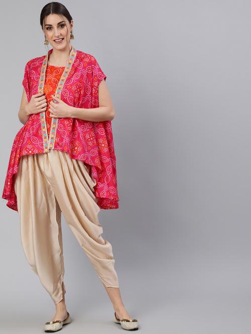 pink kurta fusion set - 18235000 - Very Small Image - 1
