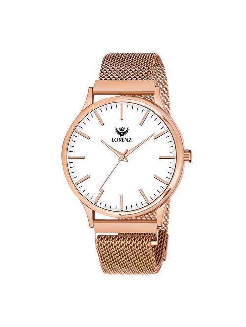 lorenz rosegold analog classy wired mesh megnet band ultra slim watch for men's & boys | mk-3083k - 18244519 - Very Small Image - 1