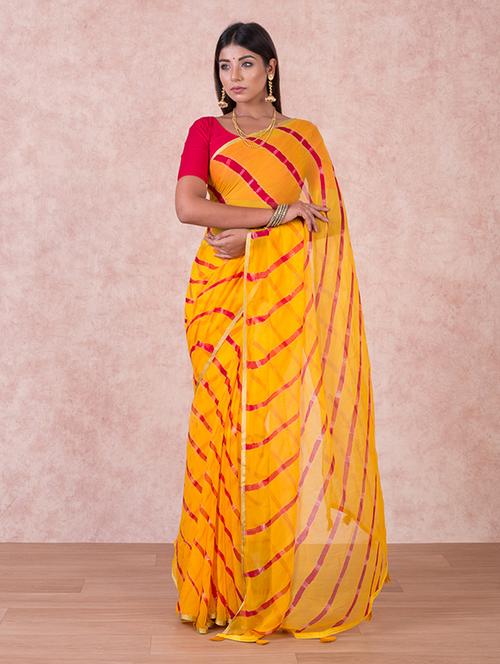 leheriya printed saree  with blouse - 18244619 - Very Small Image - 1