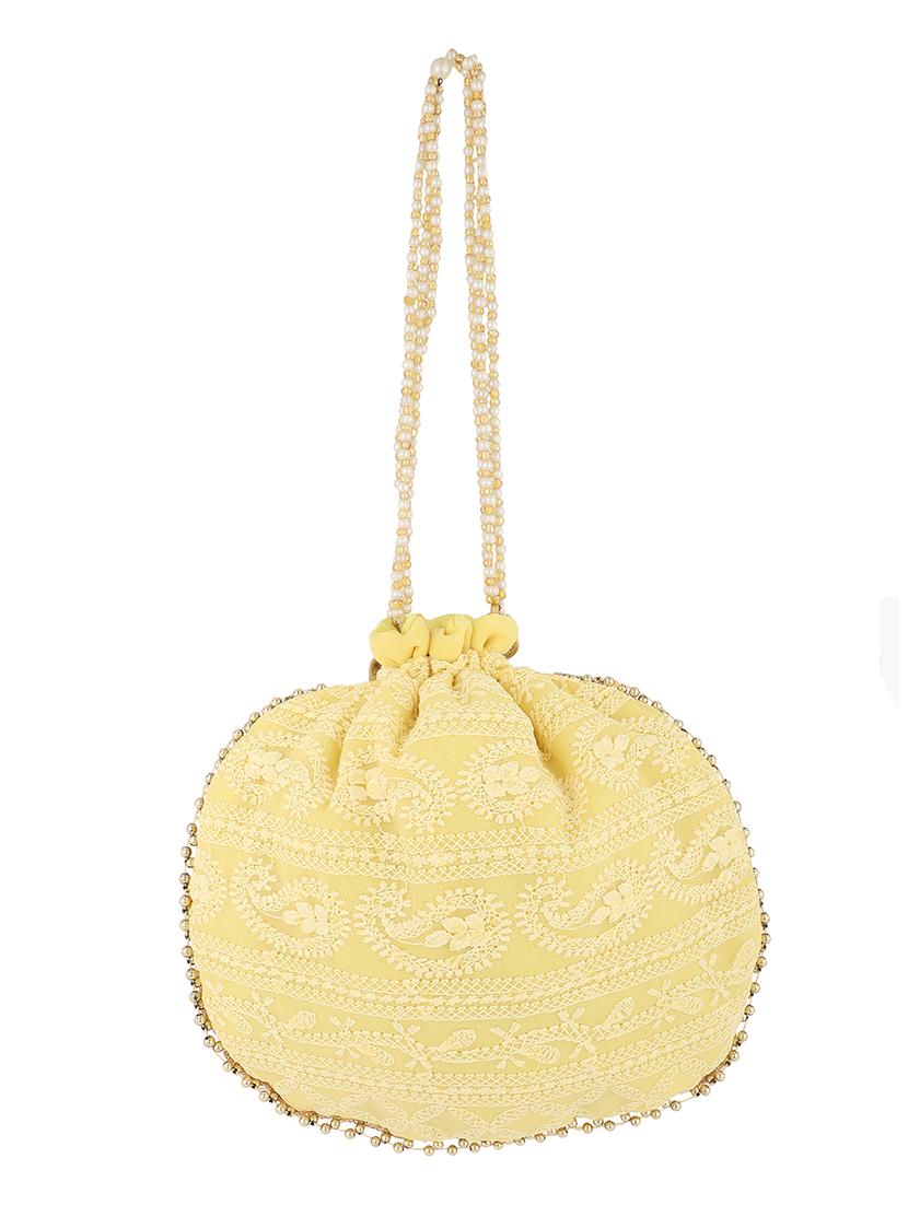 yellow polyester ethnic potli - 18248288 - Standard Image - 3