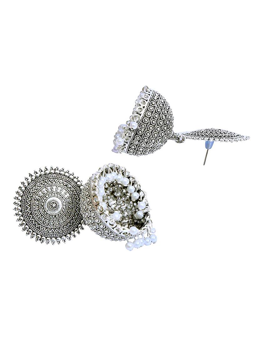 silver plated jhumka earring - 18248710 - Standard Image - 3