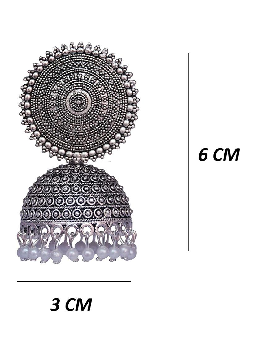 silver plated jhumka earring - 18248710 - Zoom Image - 4