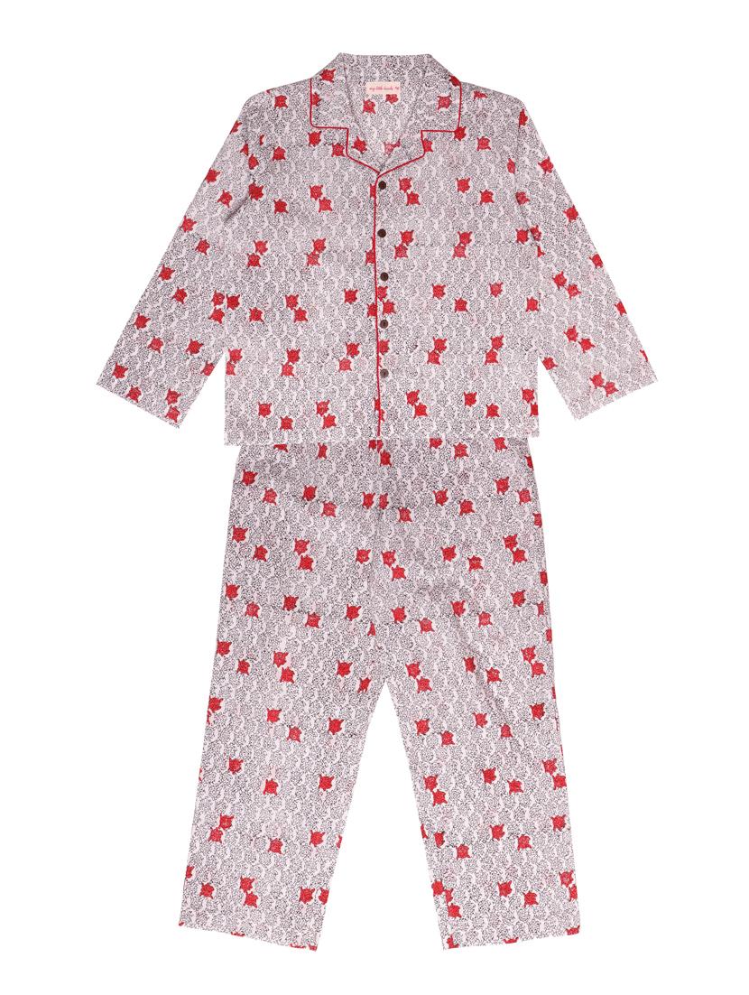 red printed nightwear pyjama set 