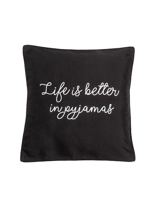 black embroidered cushion - 18253134 - Standard Image - 0