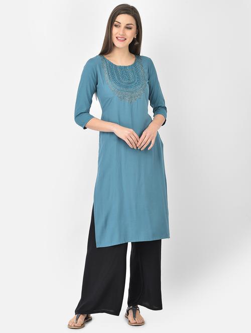 women's straight kurta - 18260791 - Very Small Image - 1