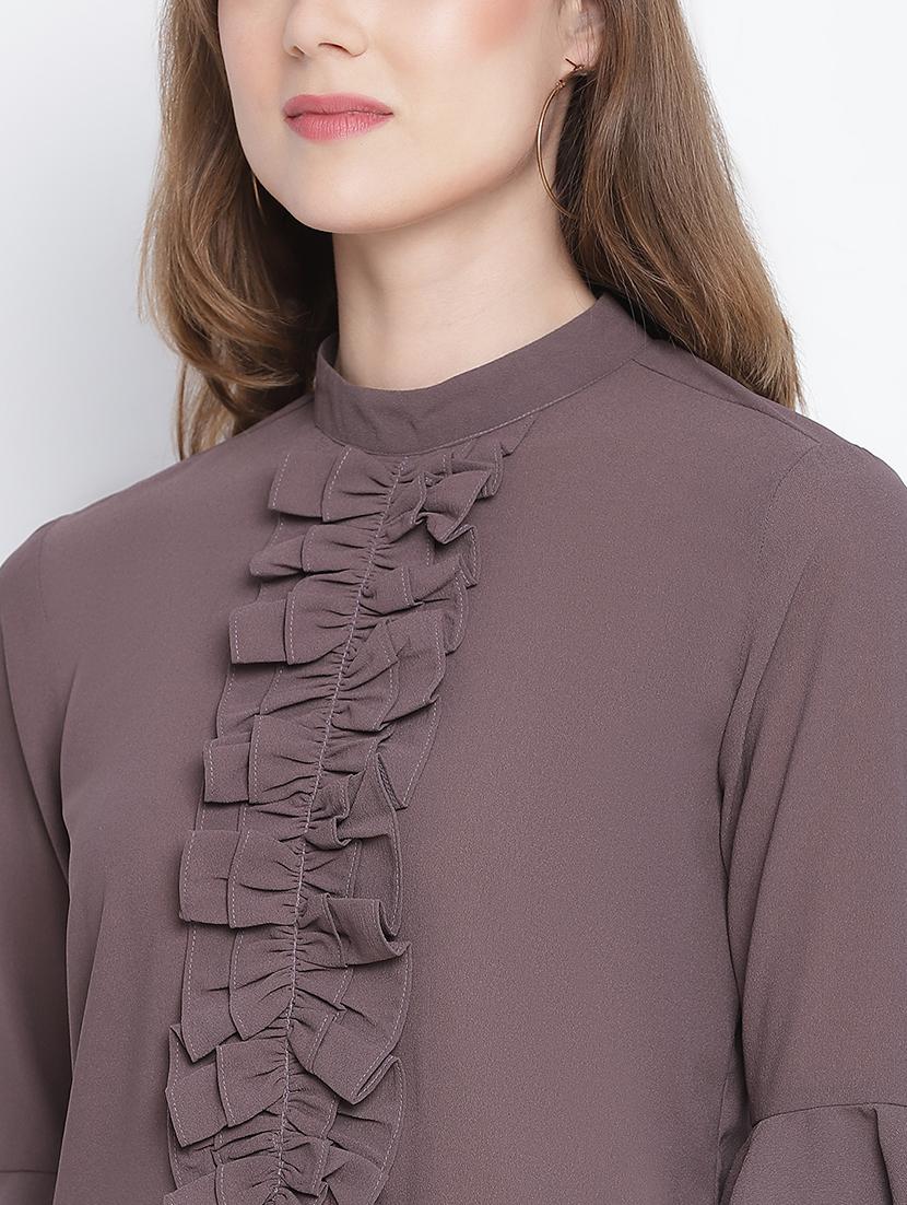 women's straight round neck top - 18262075 - Standard Image - 4