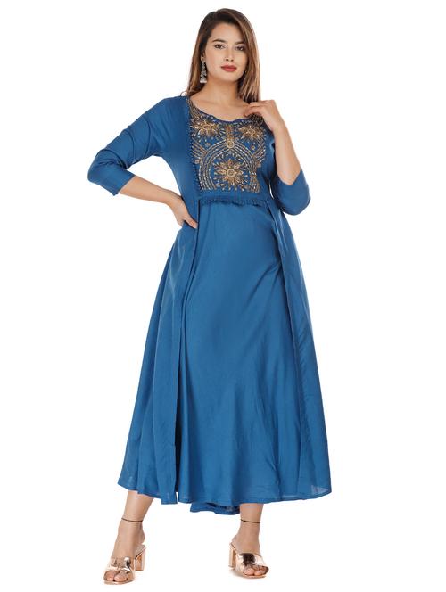 zardozi work yoke a-line dress - 18270513 - Very Small Image - 1