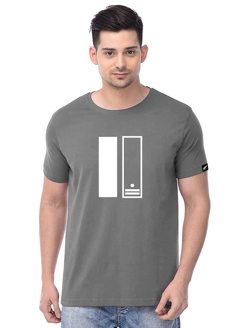grey chest printed t-shirt - 18272728 - Zoom Image - 0